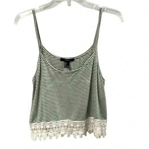 Forever 21 Women's Striped Lace Trim Camisole Tank Top Size L Relaxed Fit